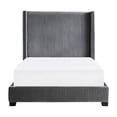 thumbnail image 3 of Pemberly Row Velvet Eastern King Upholstered Bed in Pleated Dark Gray, 3 of 5