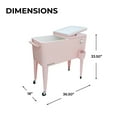 thumbnail image 4 of Permasteel 80-Qt Classic Outdoor Steel Patio Cooler on Wheels, Beverage Rolling Cart, Pink, 4 of 8