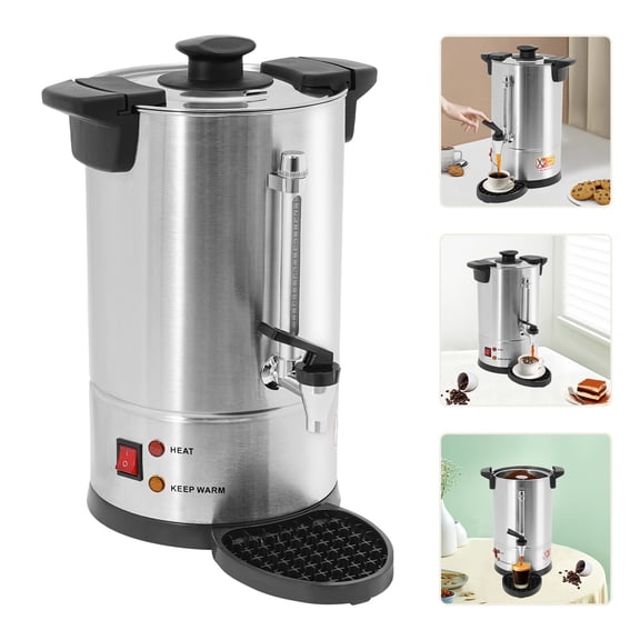 8L Modern Round Silver Stainless Steel Electric Commercial Coffee Urn Percolator Coffee Pot for Restaurants