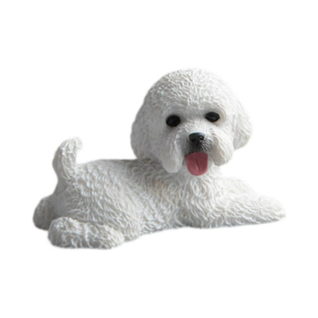 Figura de perro en miniatura, adorno de escritorio de resina, linda decoración para tablero de automóvil. mentira piadosa