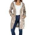 thumbnail image 2 of GaThRRgYP Soft Hooded Jacket Women's Outerwear,Women's Winter Casual Zipper Long Sleeve Pocket Hooded Mid-Length Printed Jacket Khaki XXL, 2 of 9
