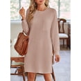 thumbnail image 3 of Qiyulanc women dresses autumn crew neck long sleeve mini shirtdress casual female clothing sizes S-XXL, 3 of 7