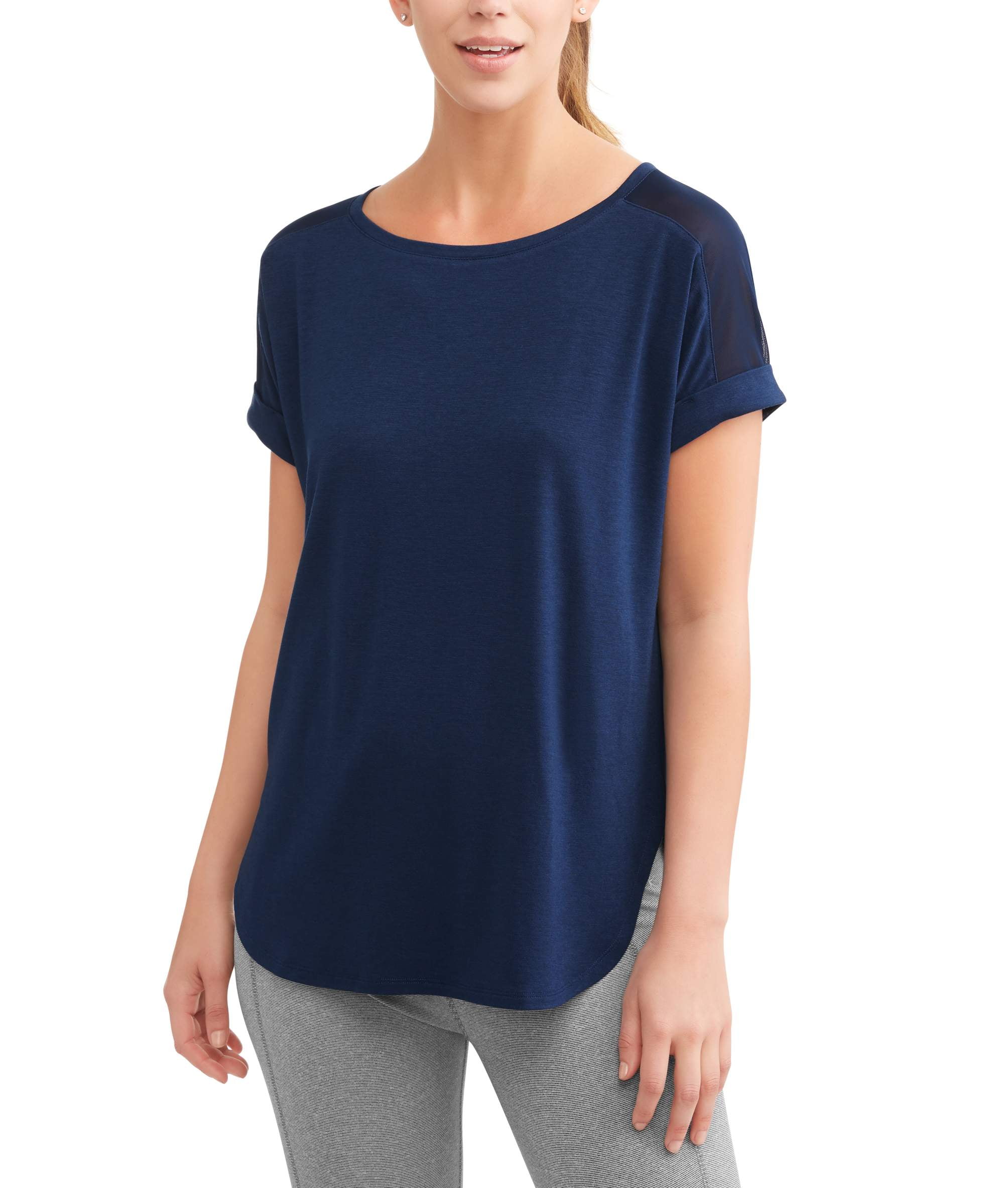 Women's Active Short Sleeve Crewneck T-Shirt With Mesh Insert - Walmart.com