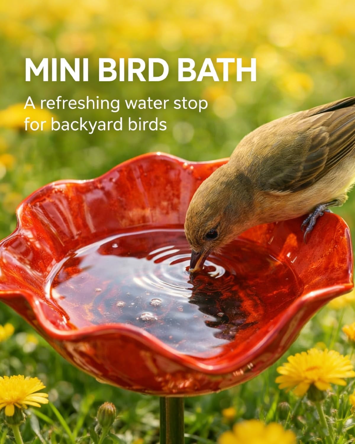 2026 New Metal Flower Garden Stakes Bird Bath, Handmade Metal Flower Garden Stake, Butterfly Feeders for Outdoors with Bee Bath & Bird Water Bowl