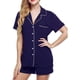 thumbnail image 4 of Gibobby Pijama mujers Pijama informal de verano para mujer, a la moda, de Color sólido, a rayas, para el (Azul marino, XL), 4 of 5