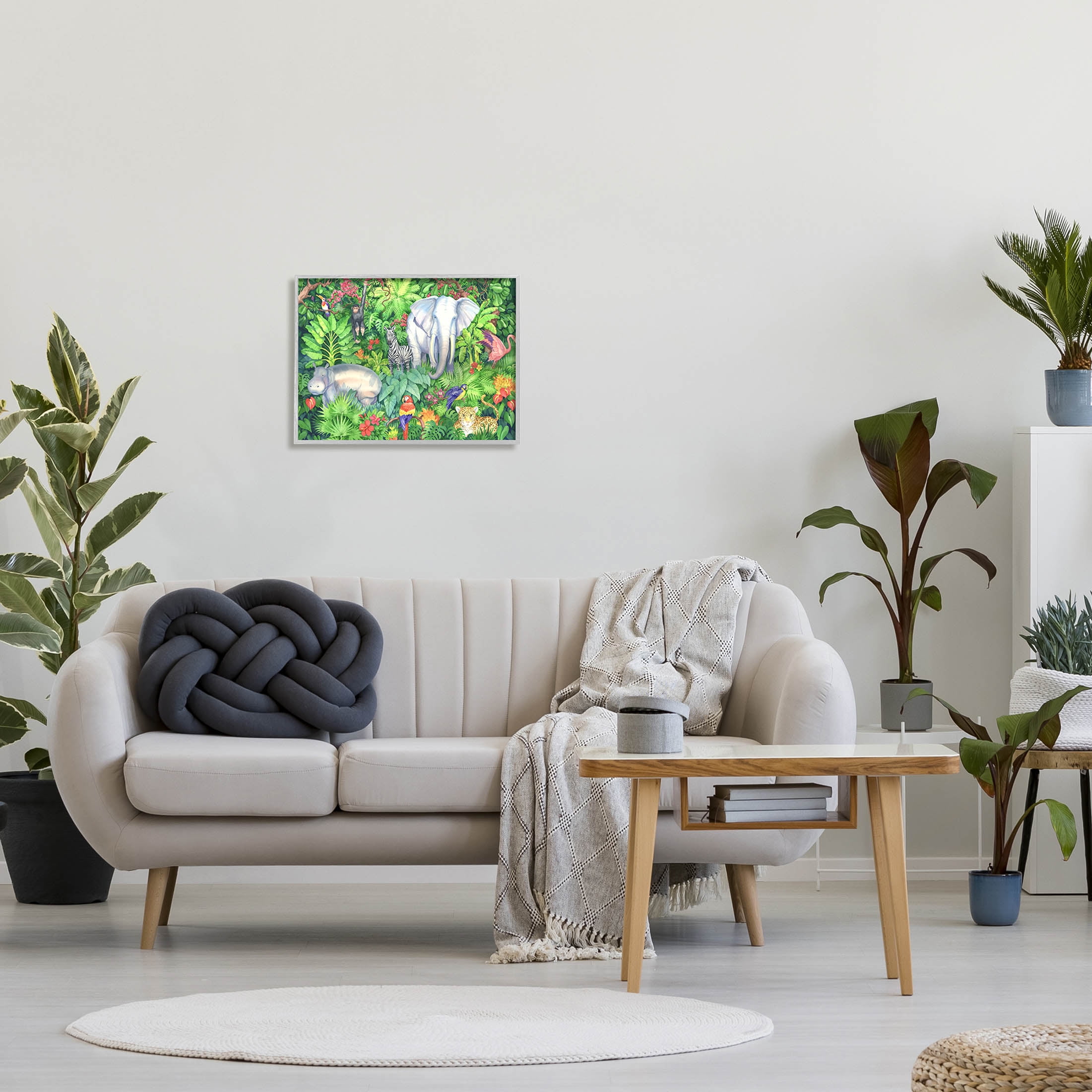 Stupell Industries Detailed Safari Animal Jungle Painting Gray Framed Art Print Wall Art, Design by Paul Brent