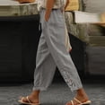 thumbnail image 3 of Dwellite Pants for Women Summer 2026 Trendy Beach Slacks Casual Vintage Lace Design Drawstring Elastic Pant with Pockets Gray XL, 3 of 8