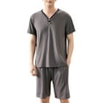thumbnail image 2 of Kureaily Men's Sleepwear Soft Smooth Short Sleeve Short Pant Sleepwear Man With Pockets Two Piece Pajamas Mens Pajamas Set Shorts, 2 of 6