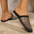 thumbnail image 7 of Women's Summer Slippers Beach Sequined Mesh Embroidery Casual Closed Toe Flat Slippers for Women Black 6, 7 of 7
