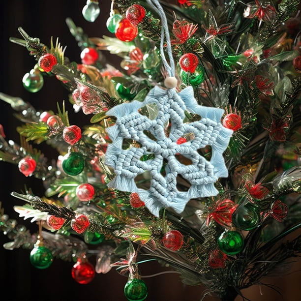Adornos navideños, adornos navideños, regalos navideños, colgante pequeño tejido a mano de Navidad, copo de nieve, estrella de cinco puntas, decoración para colgar en la pared, regalos navideños, un c