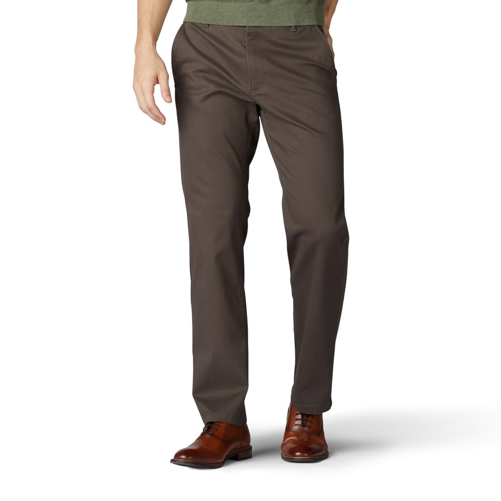 Lee - Men's Lee Performance Series Extreme Comfort Khaki Straight-Fit Flat-Front Pants Tea Leaf