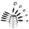 thumbnail image 2 of LXYFH Cooking Utensils Under $15 Stainless Measuring Cups And Spoons Set Of 10 Piece Nesting Measuring Cups Set With Soft Silicone Handles For Home Kitchen Cooking & Baking Black, 2 of 9