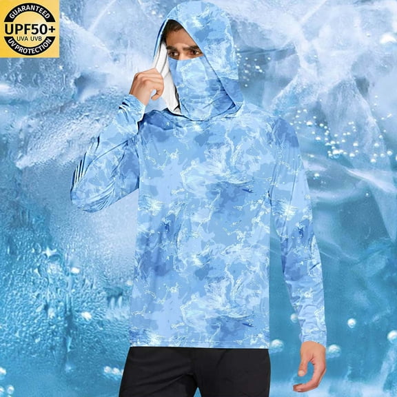 Yaoyar Summer Lightweight Breathable Minimalist Sun-Protective Jacket for Men with Face Mask Finger Loops Long Sleeve Hooded Top UV Shield Outerwear