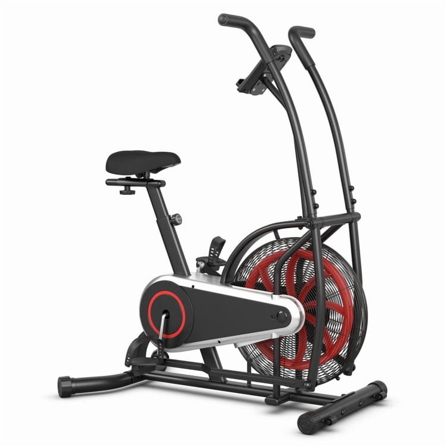 Topcobe Indoor Upright Air Bike with Unlimited Resistance for Home, Cycling Bike Stationary with Comfortable Seat Cushion, Black