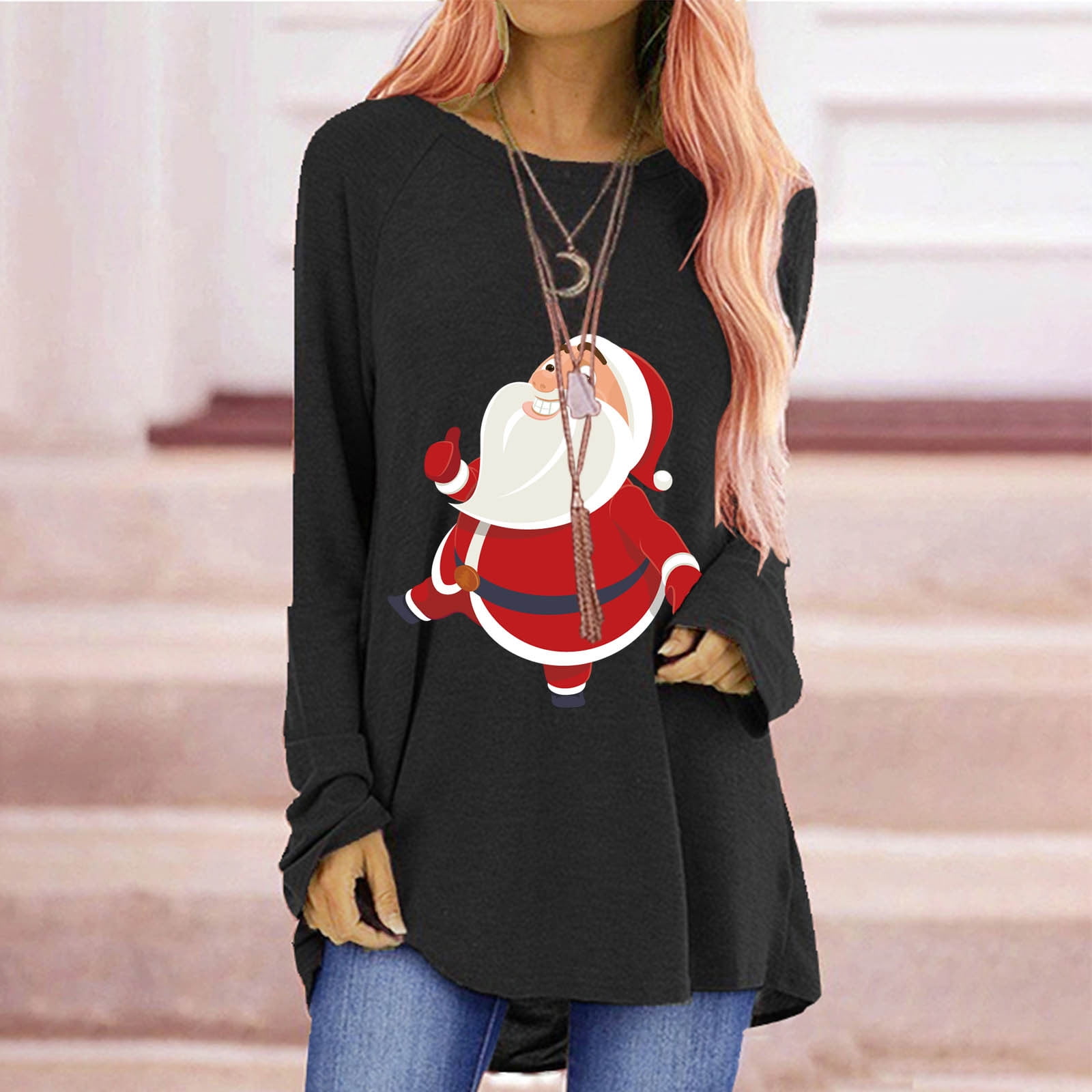 Christmas Hoodie for Women Womens Sweatshirts Crewneck Loose Fitting Tops for Women Long Sleeve Shirts Pullover 