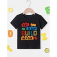 thumbnail image 1 of Boys' Summer Cartoon Building Blocks Alphabet Print Casual Crew Neck T-Shirt, 100% Cotton Knit Fabric, Regular Fit Top for Children - Spring/Summer/Fall, 1 of 7