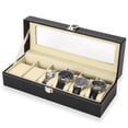thumbnail image 2 of 3/6/12 Slot PU Leather Watch Display Case Black Men's Watch Organizer Box, 2 of 6
