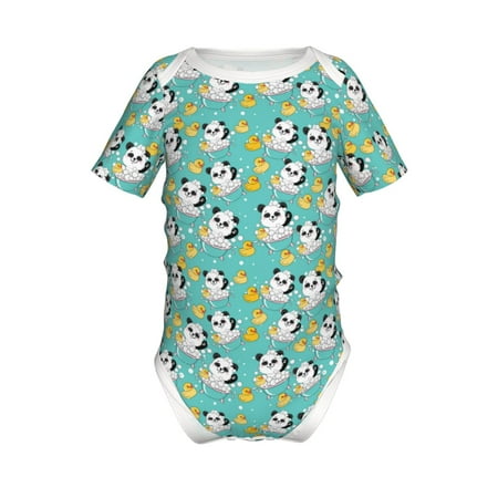 

Coaee Panda Bathing In The Bath for Soft Baby Short-Sleeve Bodysuit Baby Climbing Clothes Baby Girls Boys Bodysuit Romper-12 Months