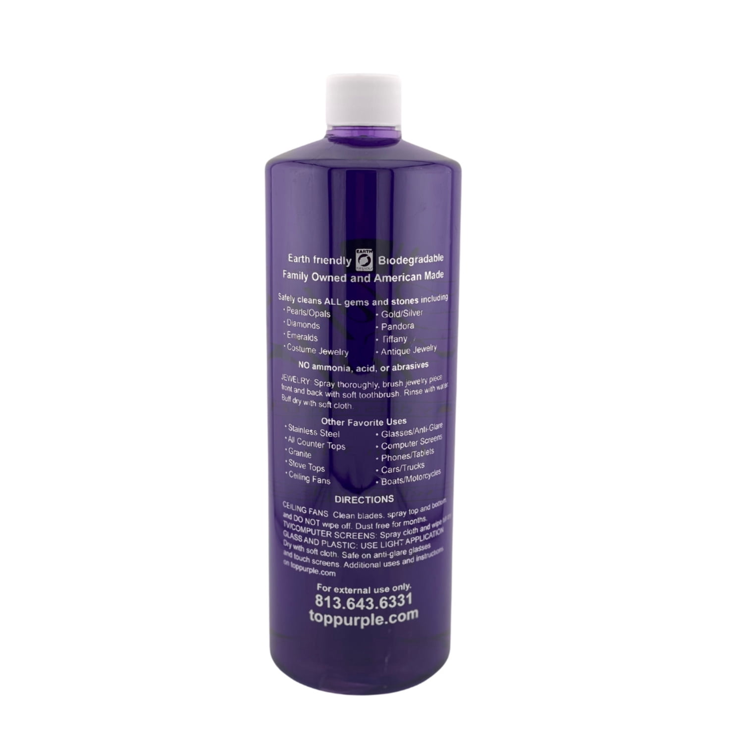 Top Purple Jewelry and More Cleaner - 32 oz. Bottle with Free 2 oz Bottle