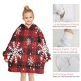 thumbnail image 6 of Red and Black Christmas Snowflake Pattern Blanket Hoodies for Kids 6-13YR Oversize Wearable Blanket Hoodies for Boys Girls Teens, 6 of 7