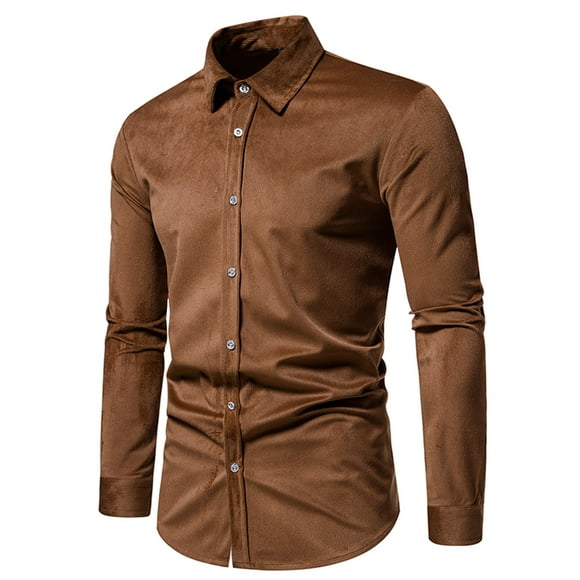 Mens Shirts Long Sleeve Men Casual Button Long Sleeve Turn-down Collar Tops Blouse Shirt Mens Shirts Long Sleeve