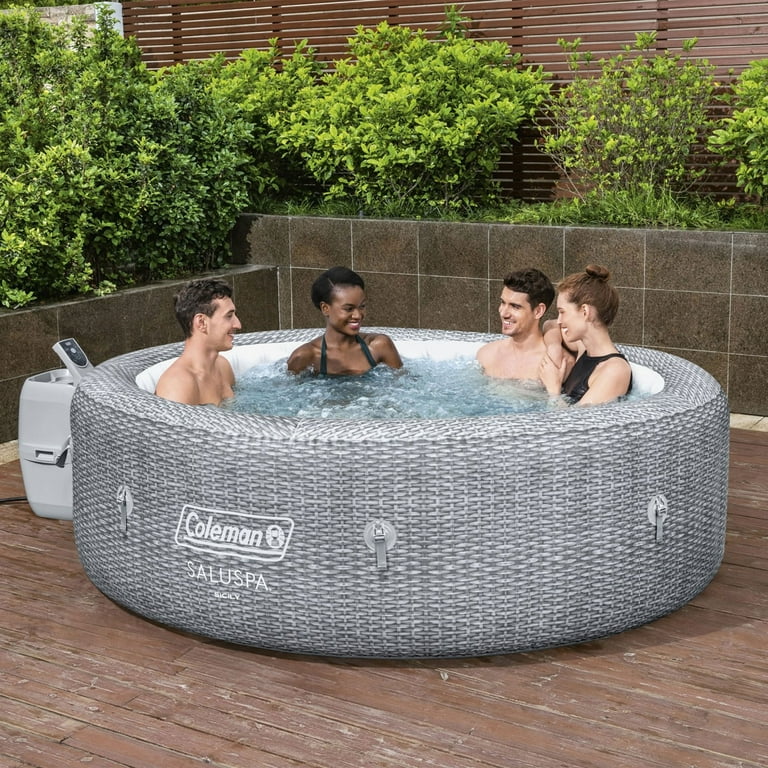 Amazon.com : Bestway Coleman Atlantis AirJet Large Square 4 to 6 Person  Inflatable Hot Tub Portable Outdoor Spa with 140 AirJets and EnergySense  Cover, Blue : Patio, Lawn & Garden