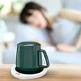 thumbnail image 5 of Danhjin Heated Coasters Insulated Coaster, Suitable For Coffee, Tea, Cocoa, Milk, Food, Fruit Candles, Tempered Glass Panel, Safe And Reliable, Black, White, Green, 5 of 5
