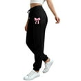 thumbnail image 3 of TrendOFT Baggy Sweatpants for Women Bow Graphic Cute Loose Fit Joggers Pants for Workout Gym Athletic Wide Leg Lounge Sweat Pants with Pocket Black L, 3 of 6