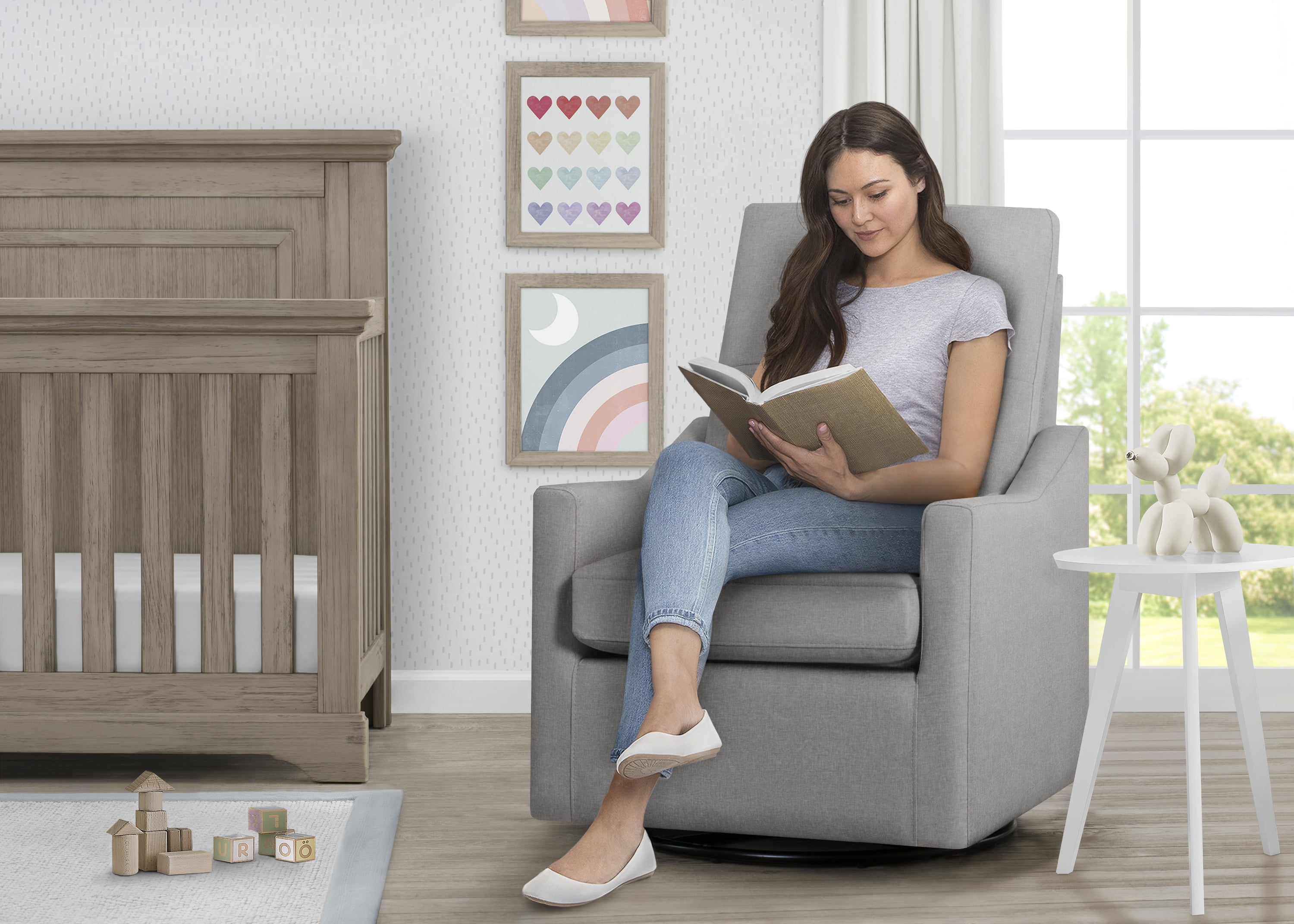 Delta Children NEW Kenwood Nursery Glider Swivel Rocker Chair Charcoal Walmart