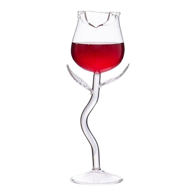 Elegant Rose Champagne Flute and Red Goblet Set for Celebrations and Giving