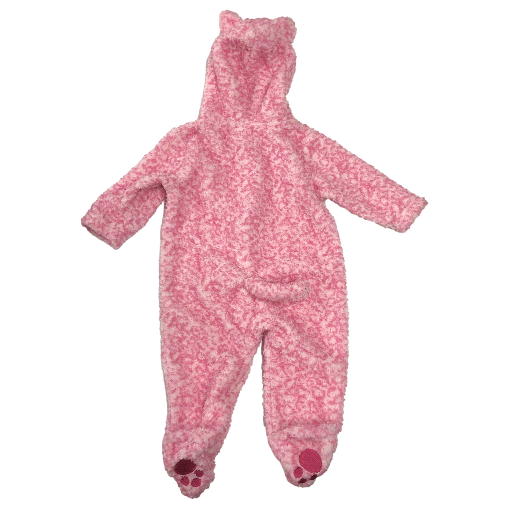 Infant Girls Plush Pink Leopard Print Kitty Cat Pram Halloween Costume 6m