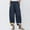 Dark Blue, variant on QUINDOS Women Pants Casual Straight Leg High Waisted Long Pants Cotton Linen Boho Loose Trousers with Pockets