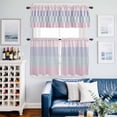 thumbnail image 2 of Colorful Stripe Kitchen Curtains Sets for Windows 36 Inch Length, Modern Pink Purple Blue Vertical Striped Rod Pocket Window Treatments Tier Curtains and Valances Set for Bedroom/Bathroom, 2 of 8