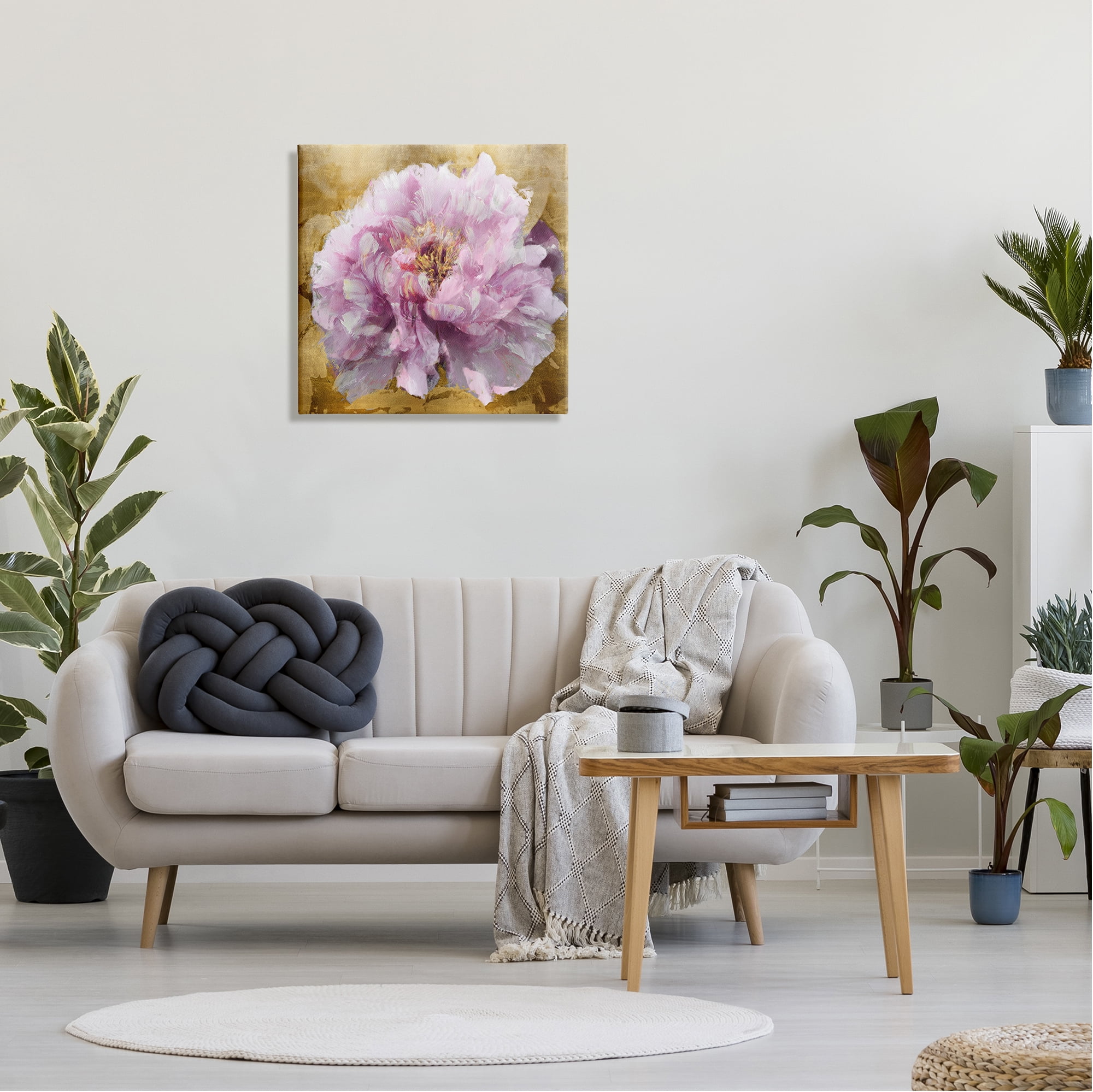 Stupell Industries Abstract Glam Peony Botanical & Floral Painting Gallery Wrapped Canvas Art Print Wall Art, 24 x 24