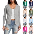 thumbnail image 6 of Dvprdro Women's Lightweight Knit Cardigan Casual Solid V Neck Button Down Blouse Tops Fashion Long Sleeve Cardigan Sweater Black S, 6 of 6