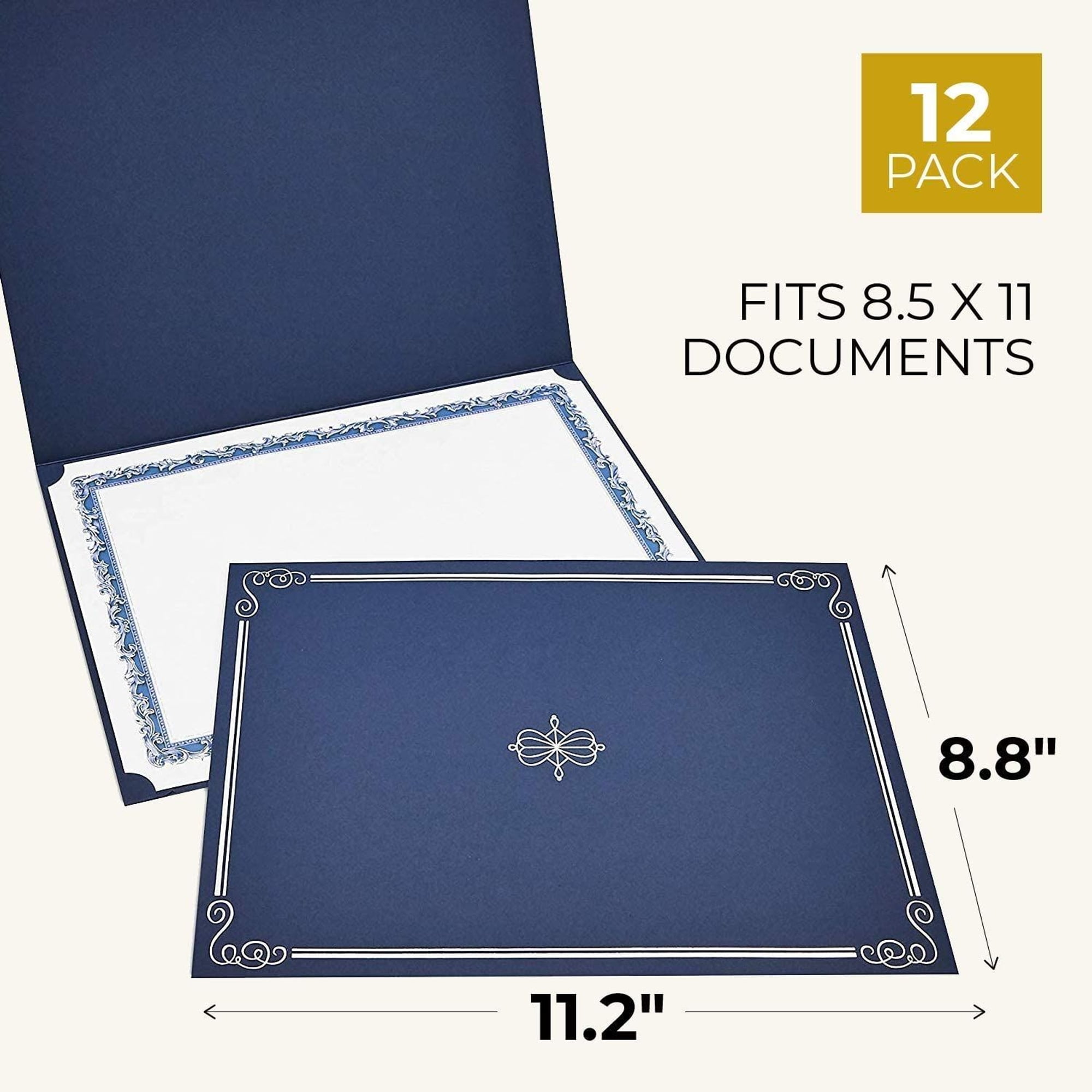 24 Pack Navy Blue Certificate Holders Kit with 8.5 x 11