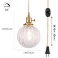 thumbnail image 3 of FSLiving No Wiring Needed Pendant Light with 15ft Plug-in Gold Braided Cord Dimmable Hanging Swag Lamp Clear Glass Globe Shade with Copper Lamp Holder for Reading Room,Bulb Sold Separately - 1 Light, 3 of 8