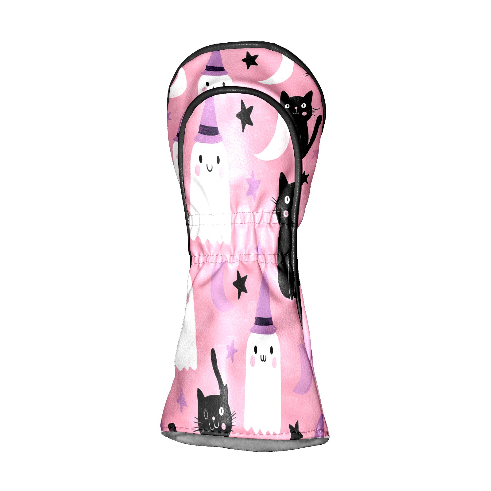 Golf Club Covers, Pink GhostCat Premium PU Leather Driver Hybrid Putter Head Covers with Velvet Lining, Waterproof Golf Gifts for Men Women