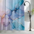 thumbnail image 2 of Purple Teal Golden Painting Fabric Shower Curtain Abstract Marble Texture Washable Shower Curtains for Bathroom, Waterproof Bath Curtain with Hooks Home Decor 36x72in, 2 of 8