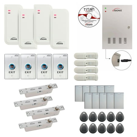 

FPC-6573 Four Doors Access Control TCP / IP RS485 Wiegand Electric Drop Bolt Fail Secure Controller Box + Waterproof Card Reader + Software Included + 20 000 Users PIR Motion Detector Kit