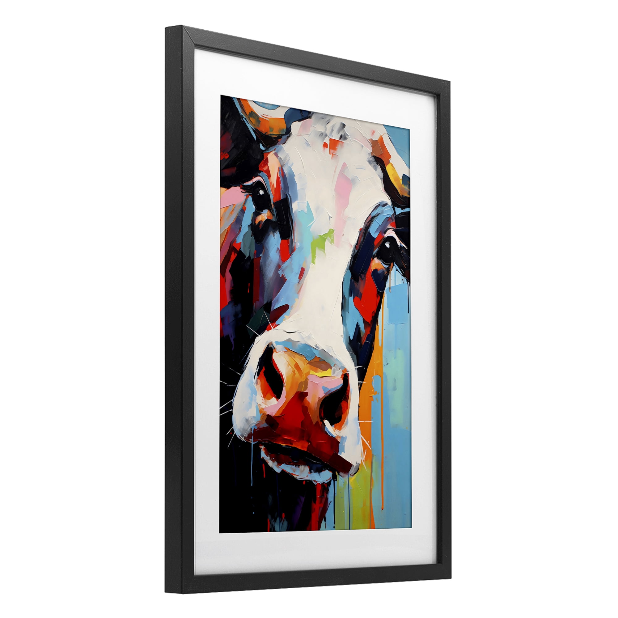 Stupell Industries Cow Of Many Colors Black Framed Print Under Glass, design by Creative Studio
