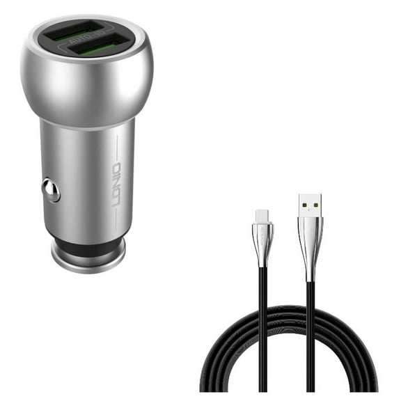 Charger Cord Type-C 10ft USB Cable w 2-Port USB 3.6A Car Charger N1E for Blackberry Motion, Key2, KEYone, LE - BLU G9, Vivo XI Plus 5 - CAT S61 S48c - Coolpad Legacy - Essential Phone (PH-1)