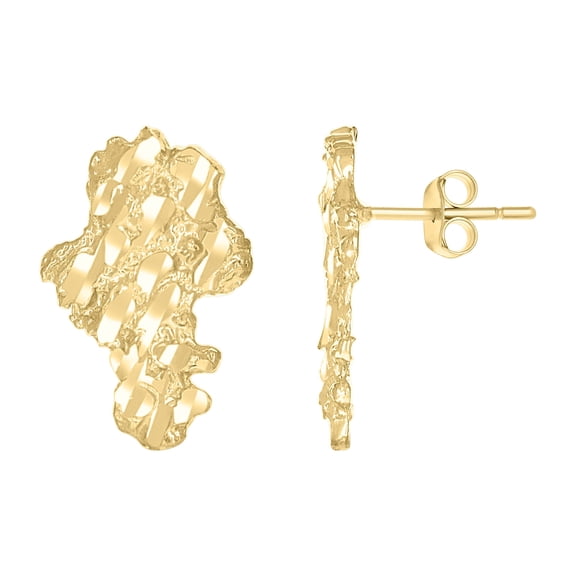 10k Yellow Gold Mens Nugget Stud Earrings