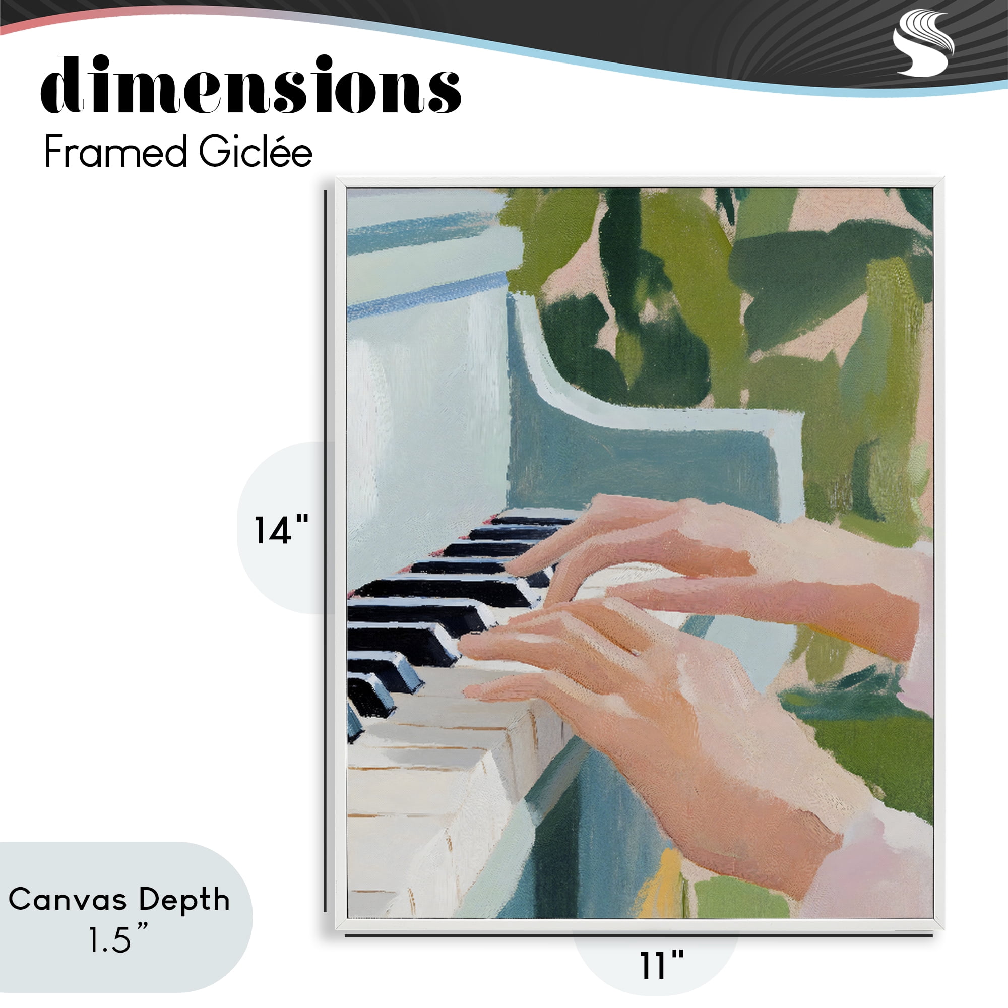 Stupell Industries Piano Hands in Sunlit Space White Framed Giclee Art, design by The Prints Vibe