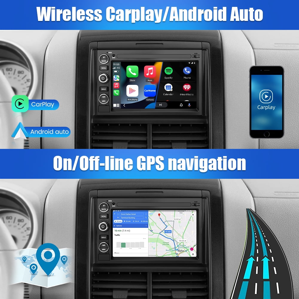 7' pantalla universal coche radio estéreo 2 Din Android compatible con  Apple CarPlay Android auto para Toyota Volkswagen Ford Nissan Honda  Chevrolet
