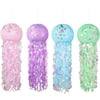 RECUTMS Multicolored Jellyfish Paper Lanterns 4 Color with Mermaid Stickers for Party Decoration(12 *36in)
