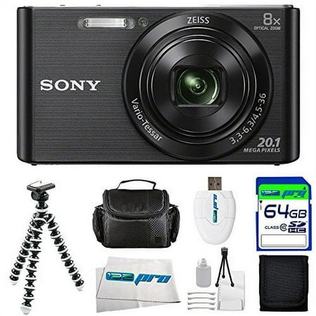 Sony DSC-W830 Digital Camera (Black) + 64GB Pixi-Basic I3ePro Accessory Bundle