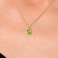thumbnail image 3 of Gem Stone King 14K Yellow Gold Green Peridot and White Diamond Pendant Necklace for Women | 0.87 Cttw | Gemstone August Birthstone | Round 6MM | With 18 inch Chain, 3 of 6
