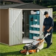 thumbnail image 2 of Outdoor Steel Storage Shed with Lockable Doors, Large Garden Tool Metal Shed with Sloping Roof and Double Lockable Door, Outdoor Shed for Backyard Garden Patio Lawn(8 x 8FT/10 x 10FT/8 x 12FT), 2 of 8