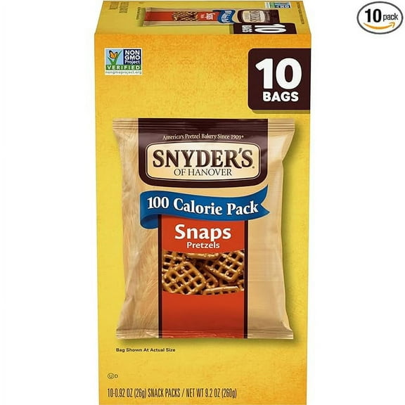 Snyder's of Hanover Pretzels, Snaps 100 Calorie Packs, 10 Ct Multipack ( Pack of 2 )